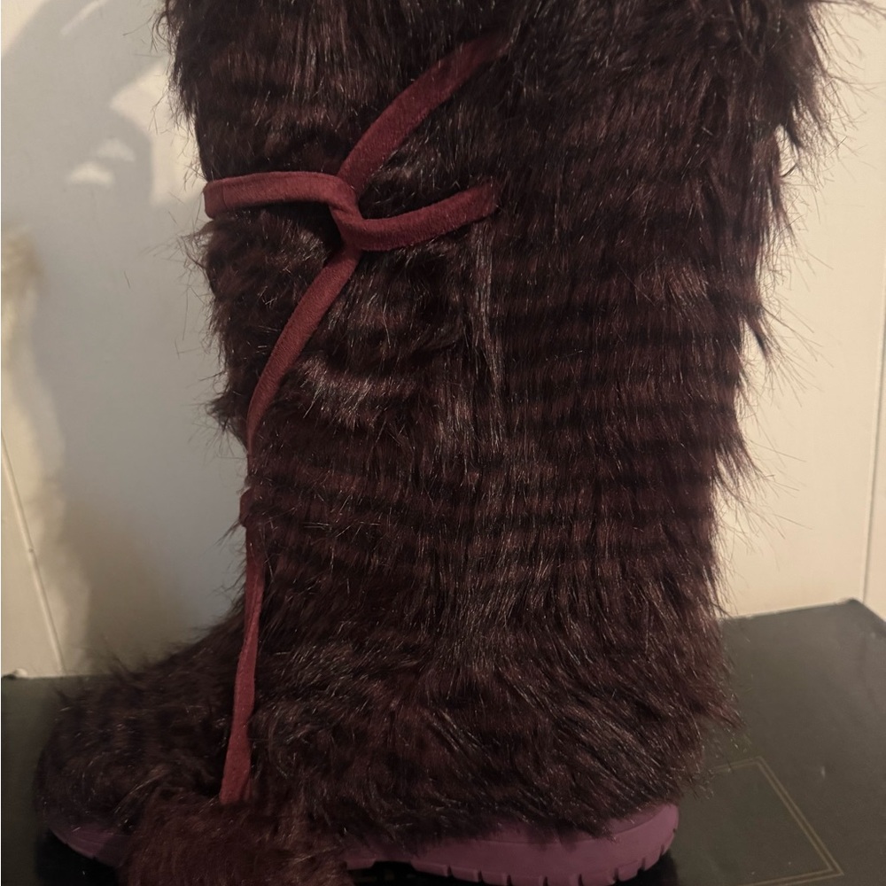 Colin Stuart Faux Fur Boots in Deep Burgundy
